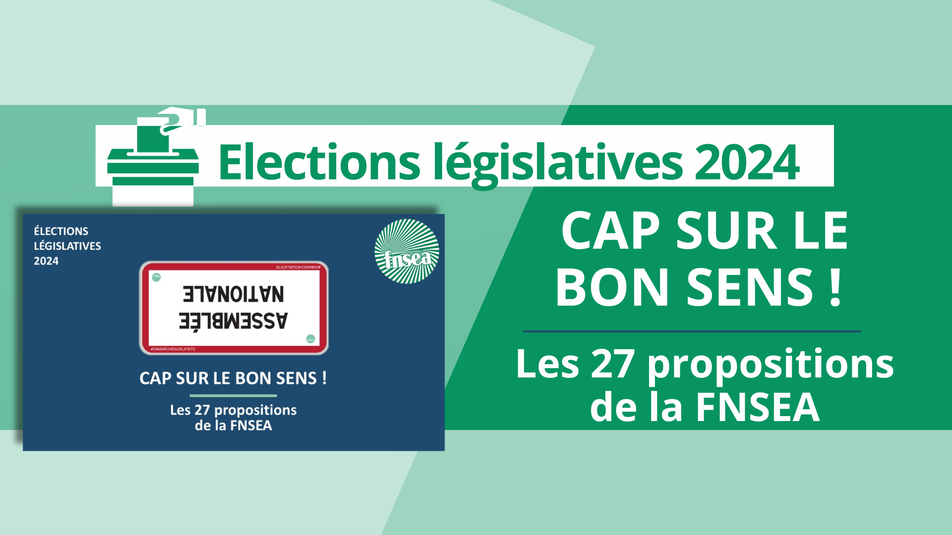 Législatives 2024 | CAP SUR LE BON SENS ! – Les 27 propositions de la FNSEA